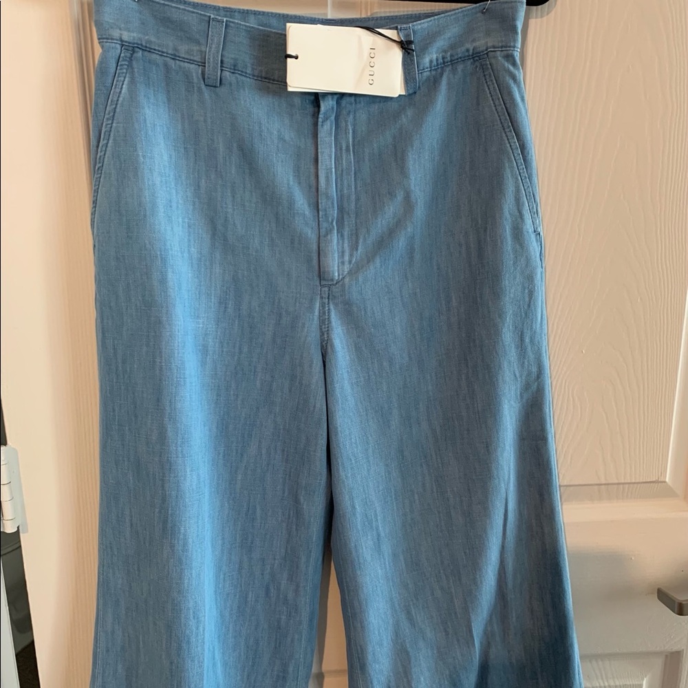 Gucci light denim stone bleached cullote